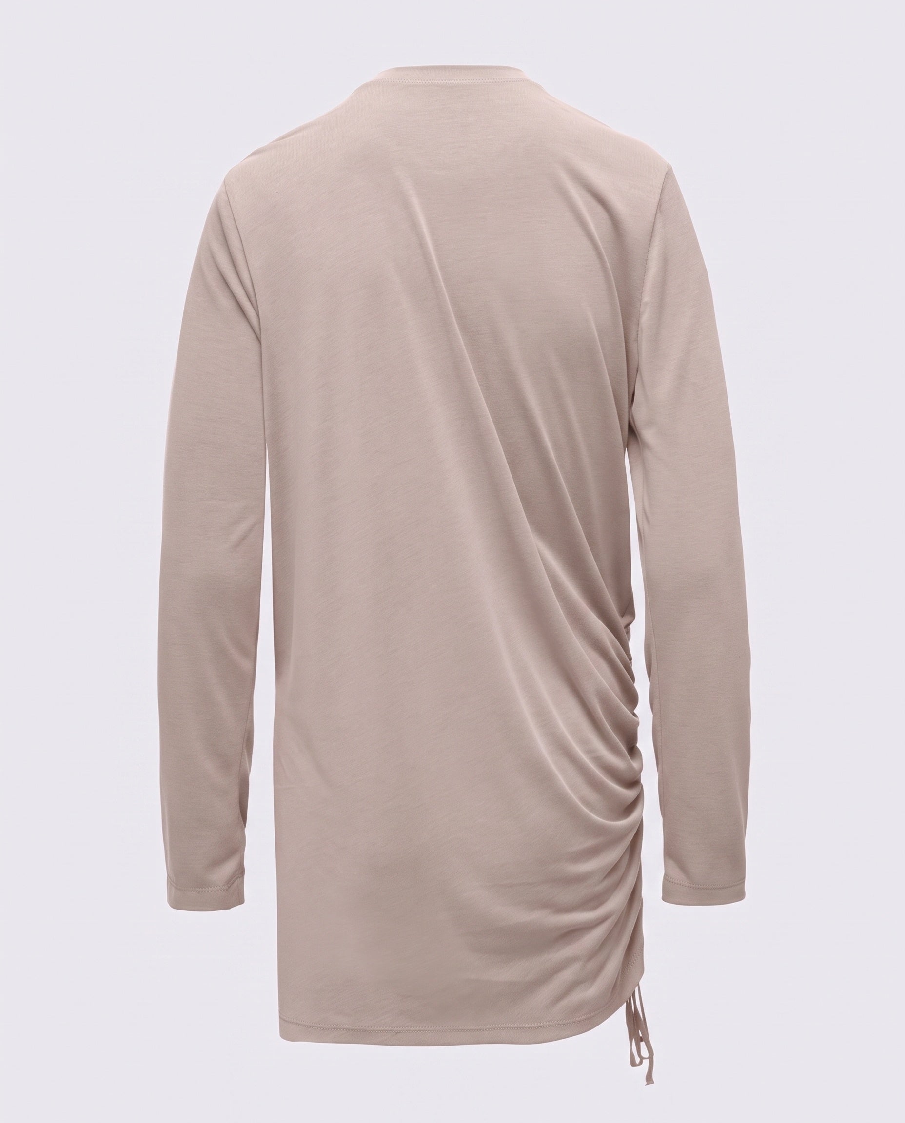 Modal Kumaşlı Ayarlanabilir Drape Detaylı Uzun Üst - Bej