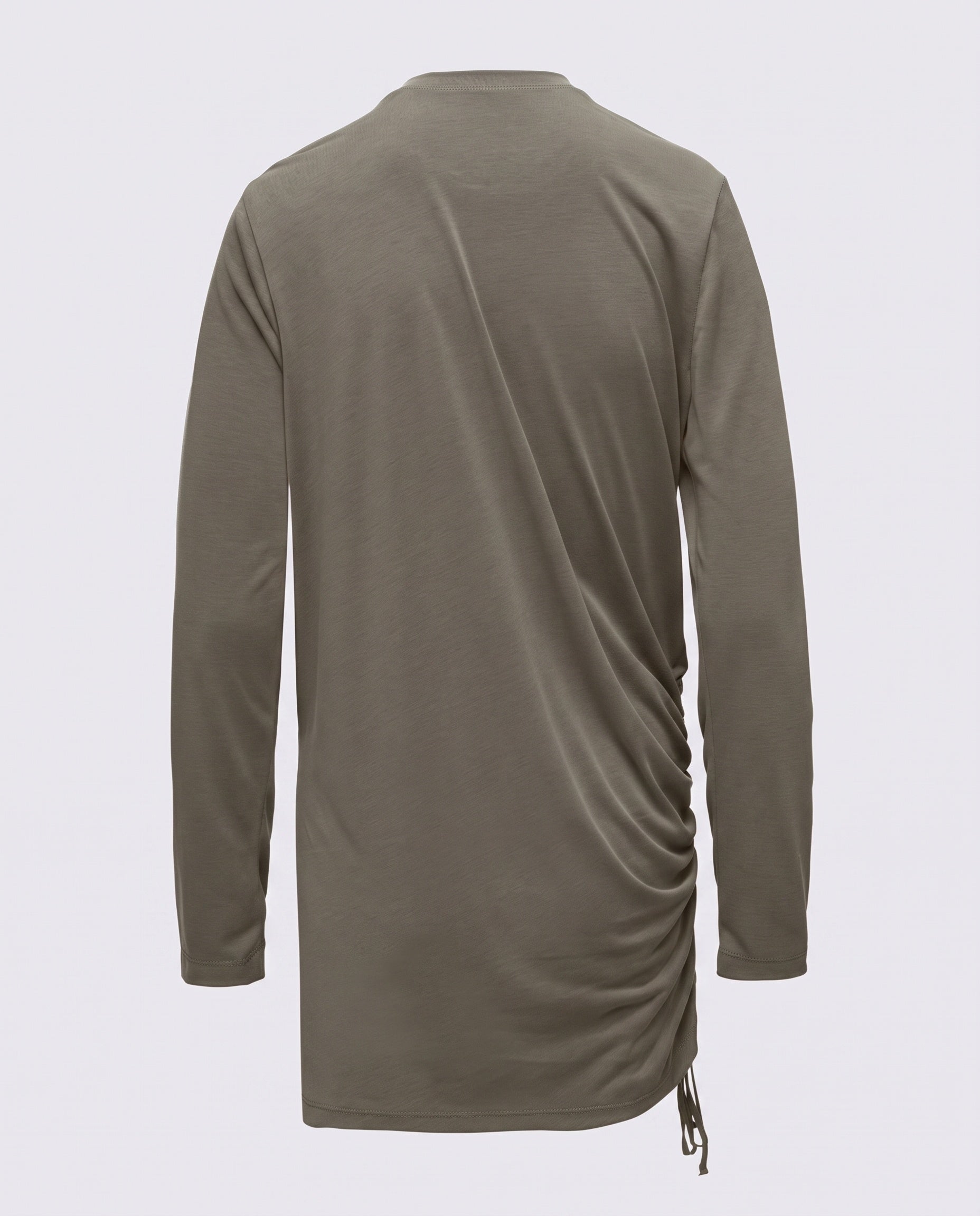 Modal Kumaşlı Ayarlanabilir Drape Detaylı Uzun Üst - Çağla Yeşili
