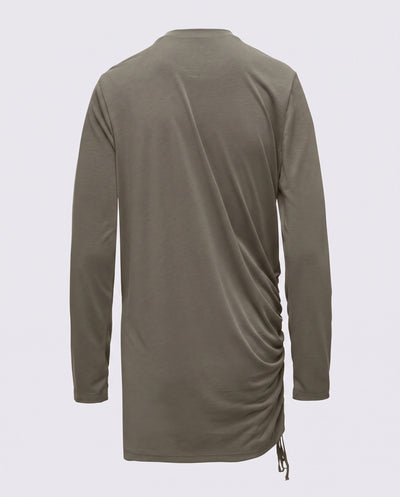 Modal Kumaşlı Ayarlanabilir Drape Detaylı Uzun Üst - Çağla Yeşili