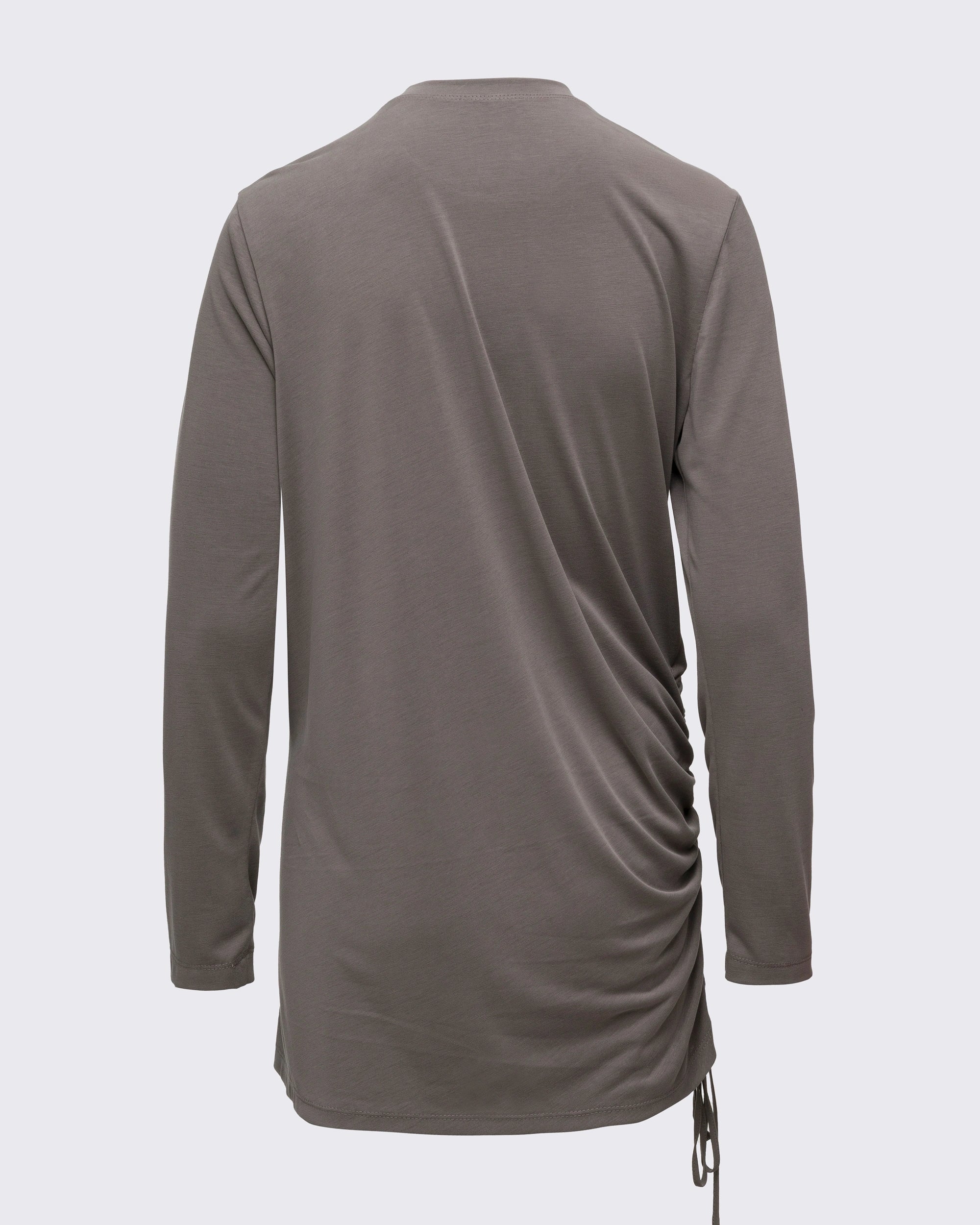 Modal Kumaşlı Ayarlanabilir Drape Detaylı Uzun Üst - Haki