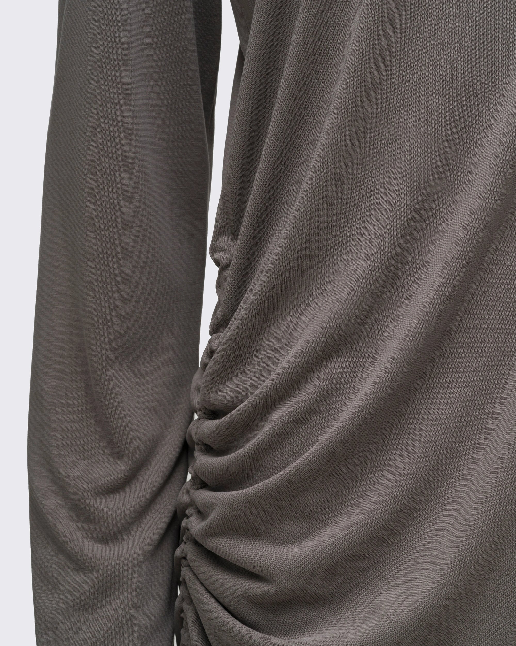 Modal Kumaşlı Ayarlanabilir Drape Detaylı Uzun Üst - Haki