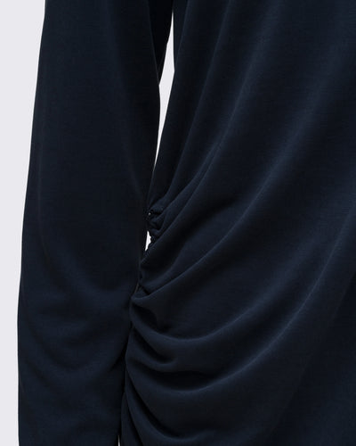 Modal Kumaşlı Ayarlanabilir Drape Detaylı Uzun Üst - Lacivert