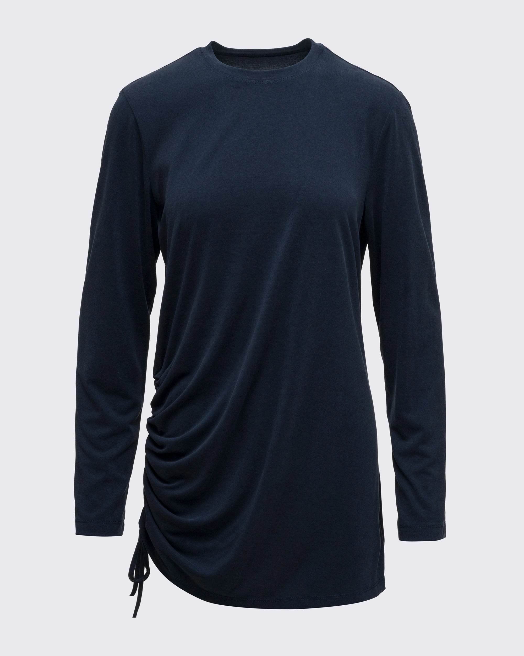 Modal Kumaşlı Ayarlanabilir Drape Detaylı Uzun Üst - Lacivert
