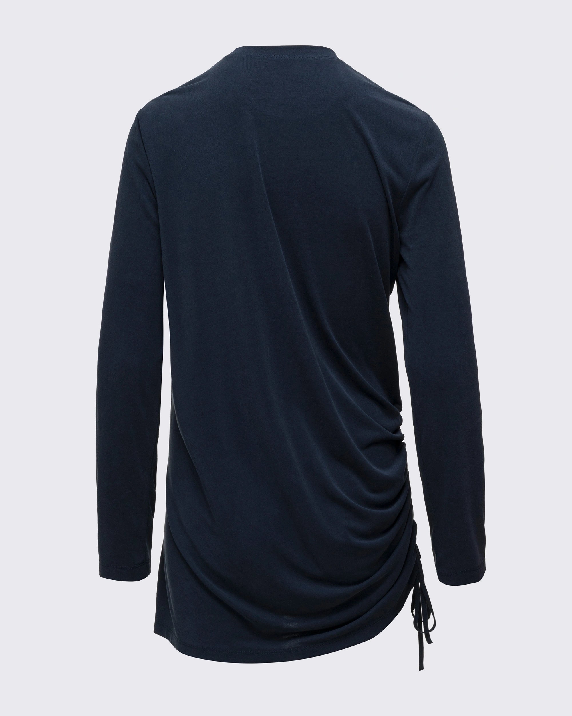 Modal Kumaşlı Ayarlanabilir Drape Detaylı Uzun Üst - Lacivert