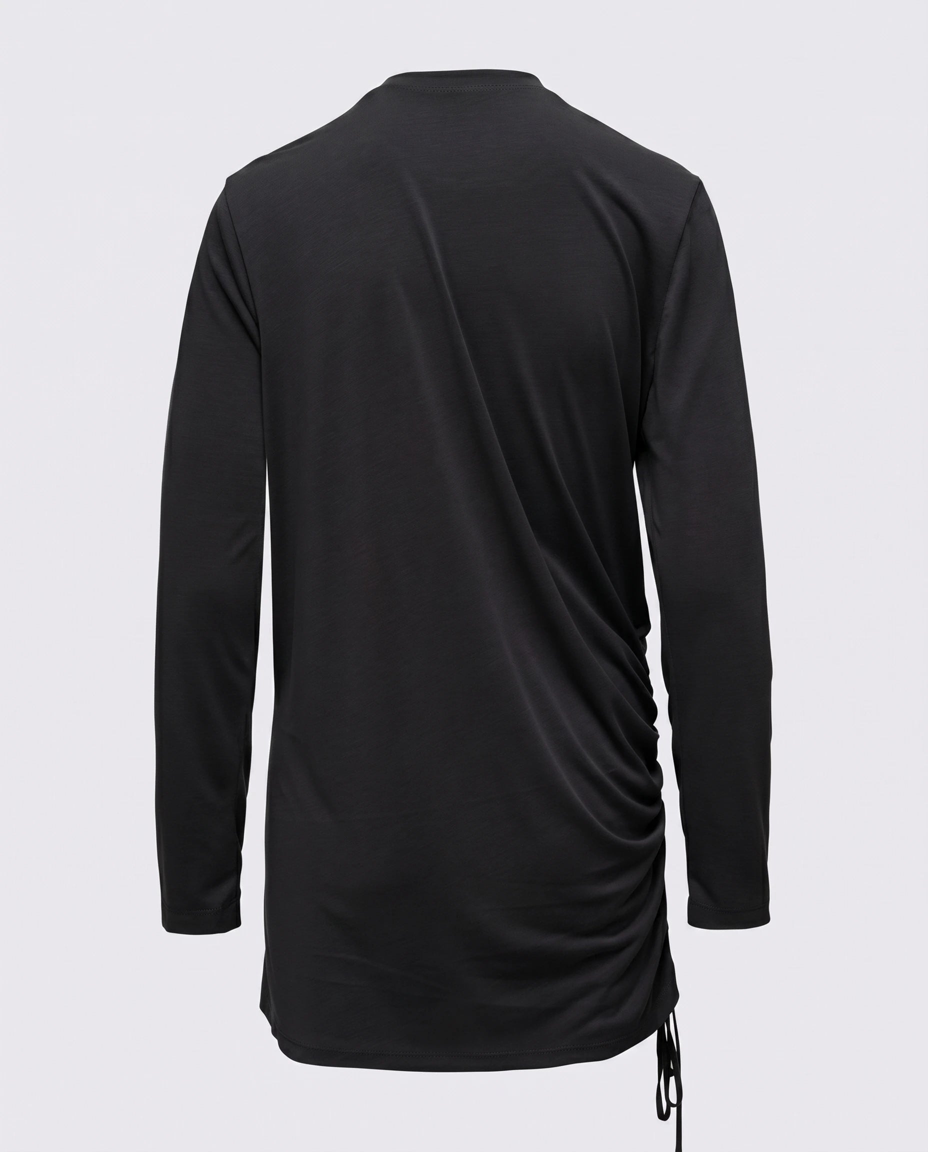 Modal Kumaşlı Ayarlanabilir Drape Detaylı Uzun Üst - Siyah