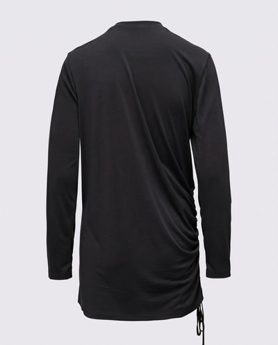 Modal Kumaşlı Ayarlanabilir Drape Detaylı Uzun Üst - Siyah