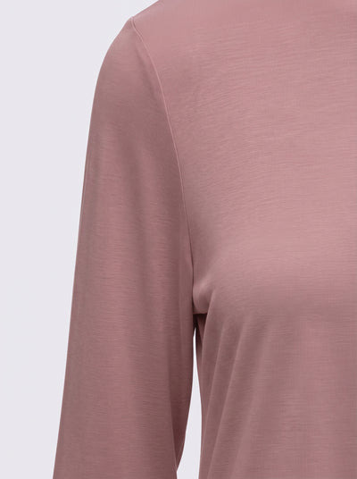 Modal Kumaşlı Uzun Kollu Basic Üst - Pudra