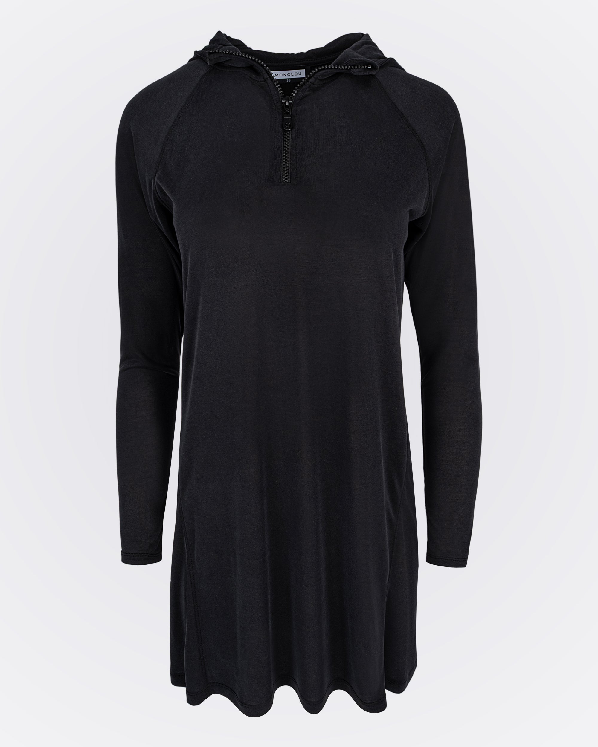 Önden Fermuarlı Kapüşonlu Modal Sweat - Siyah