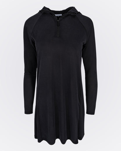 Önden Fermuarlı Kapüşonlu Modal Sweat - Siyah