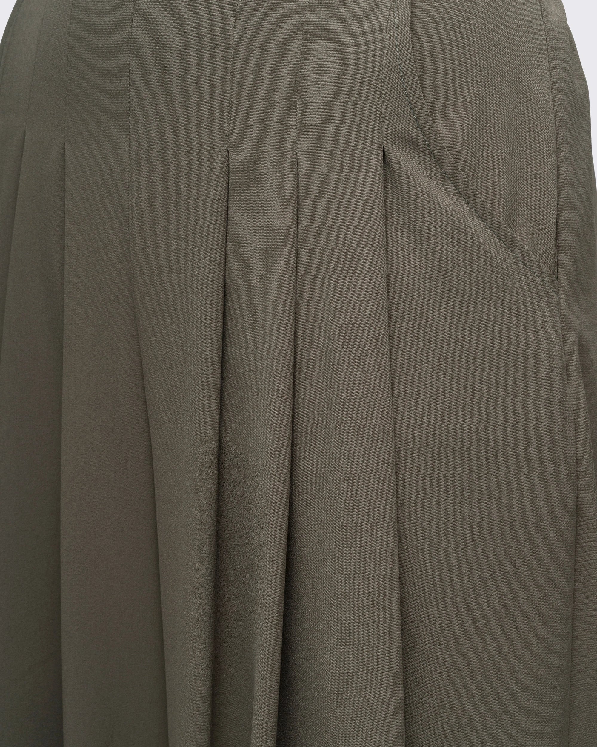 Pile Detaylı Geniş Paça Pantolon - Haki