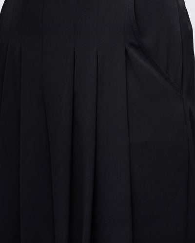 Pile Detaylı Geniş Paça Pantolon - Siyah
