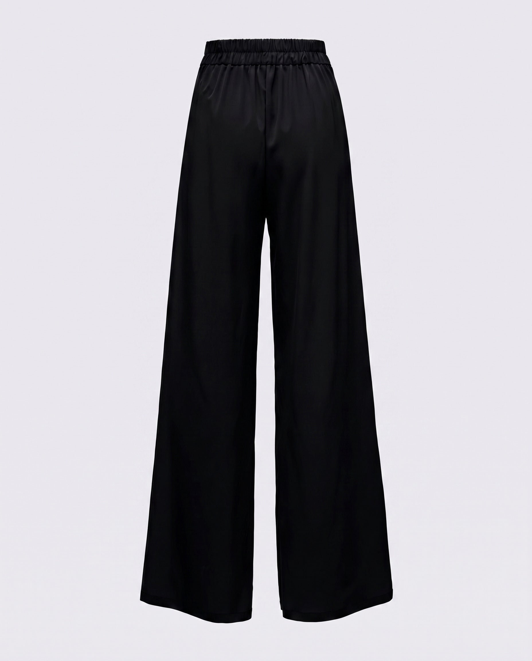 Pile Detaylı Geniş Paça Pantolon - Siyah