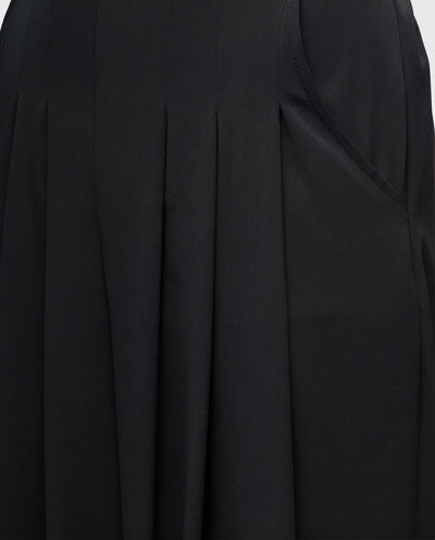 Pile Detaylı Geniş Paça Pantolon - Siyah