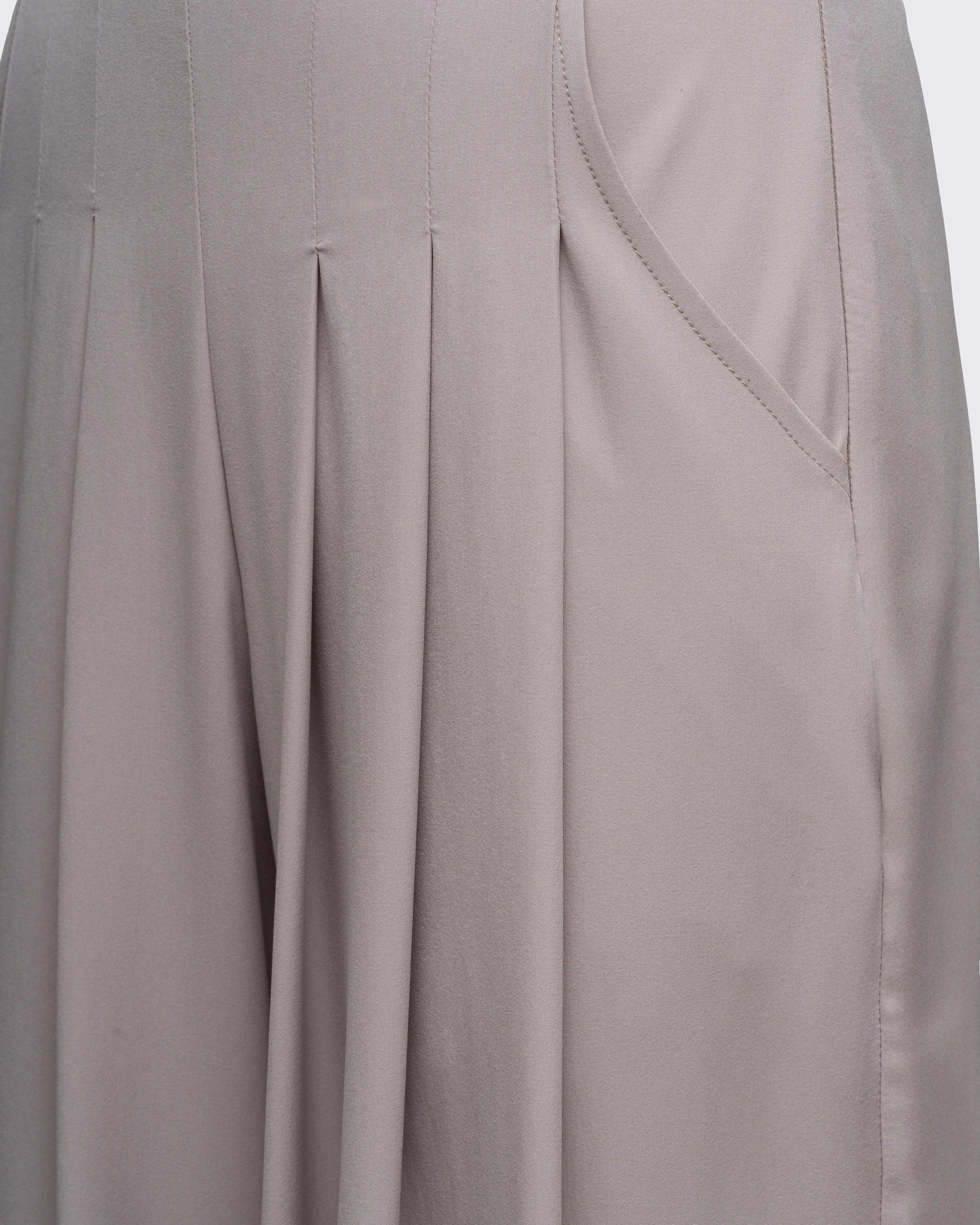 Pile Detaylı Geniş Paça Pantolon - Vizon