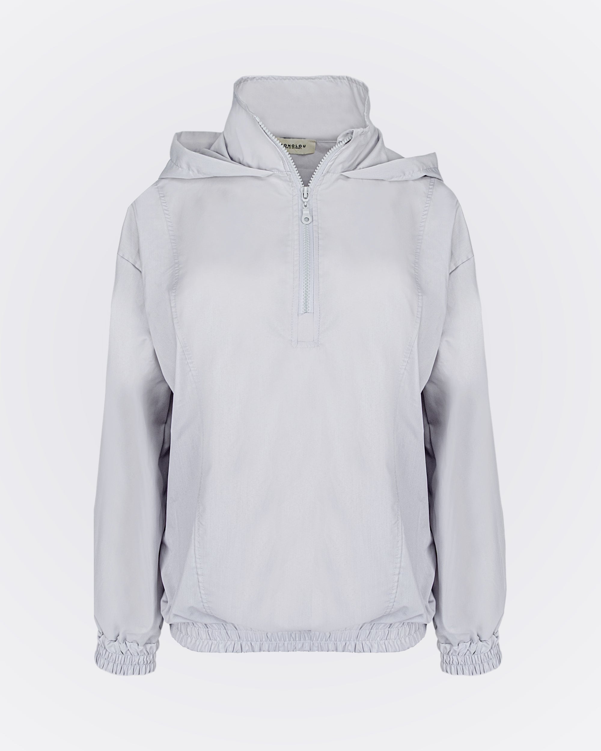 Kapüşonlu Yüksek Yakalı Rüzgarlık Sweat - Gri