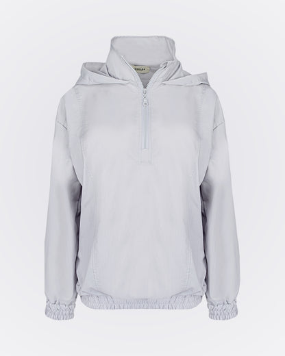 Kapüşonlu Yüksek Yakalı Rüzgarlık Sweat - Gri