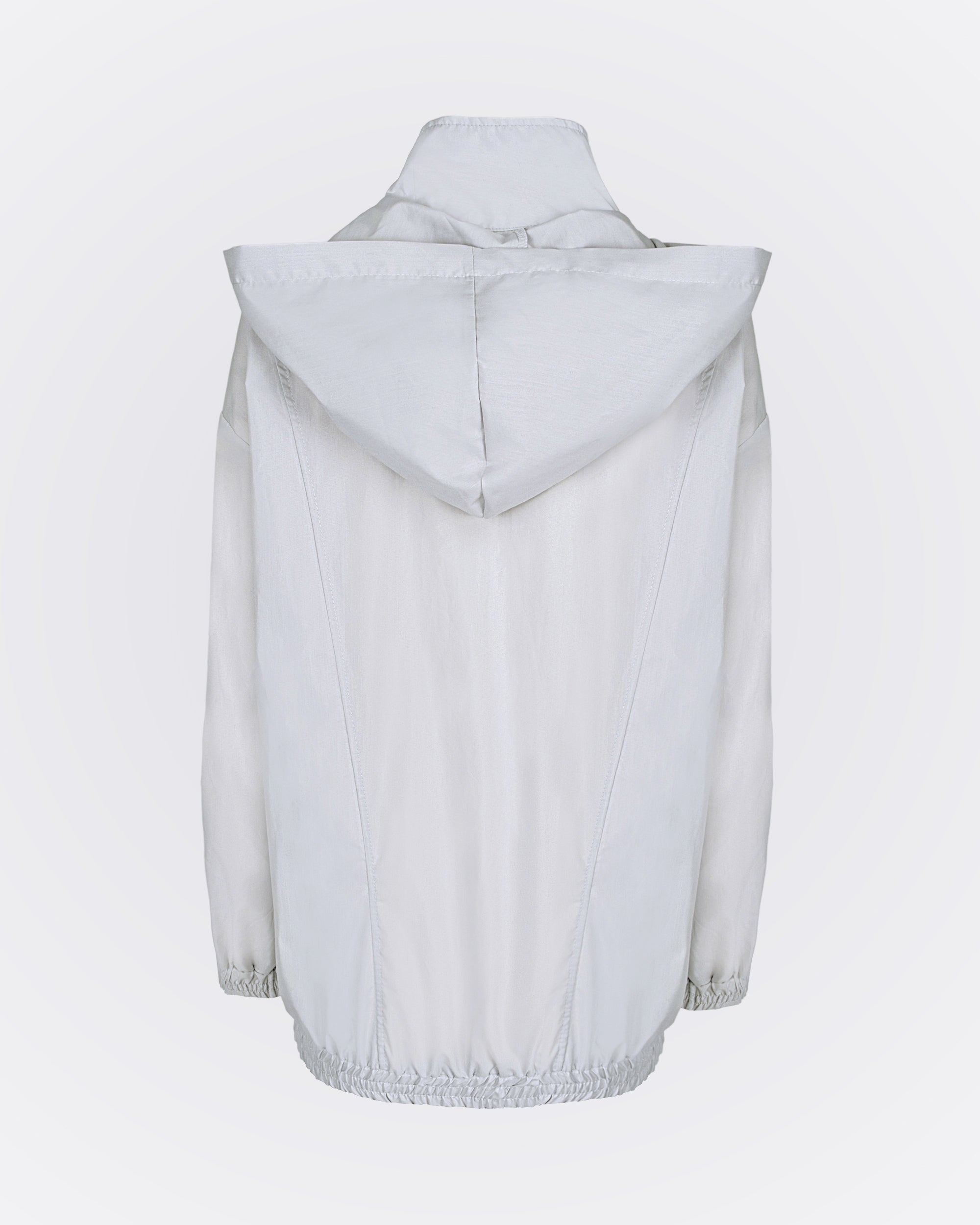 Kapüşonlu Yüksek Yakalı Rüzgarlık Sweat - Gri