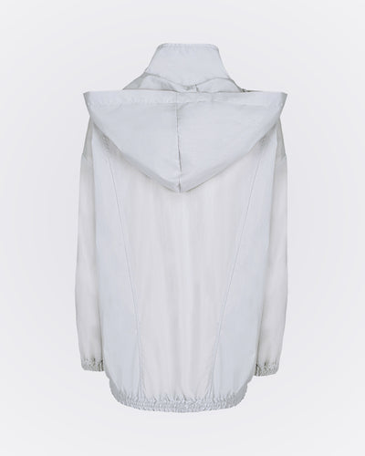 Kapüşonlu Yüksek Yakalı Rüzgarlık Sweat - Gri