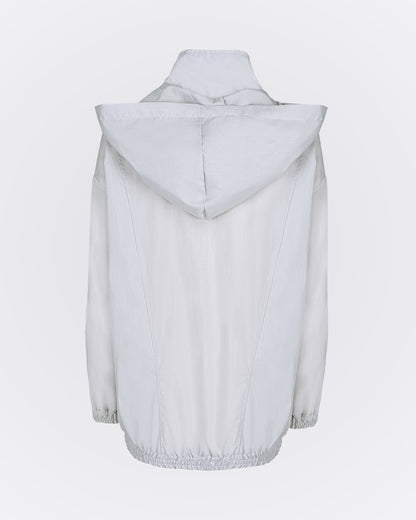 Kapüşonlu Yüksek Yakalı Rüzgarlık Sweat - Gri