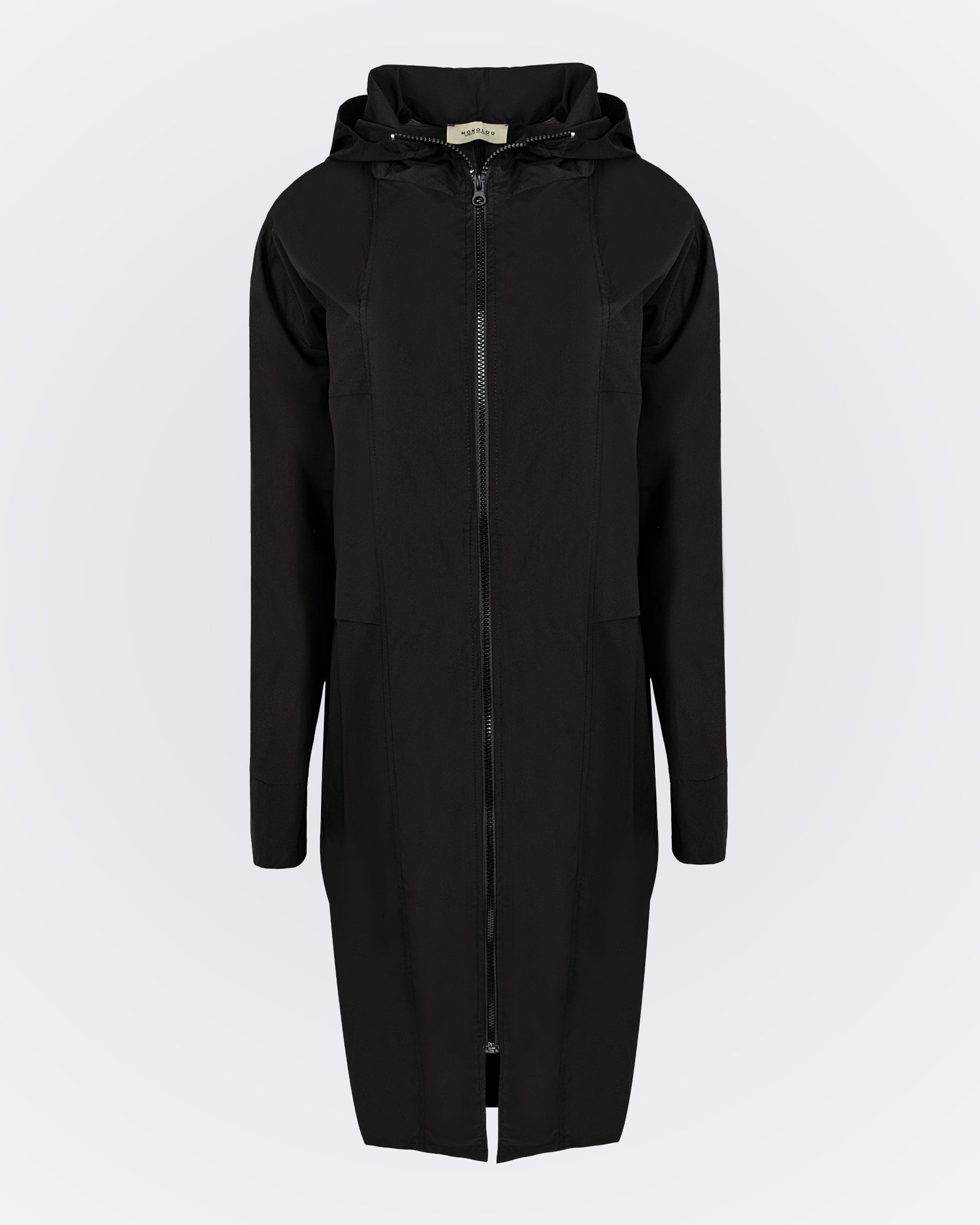 Cepli Kapüşonlu Aktif Trençkot - Siyah