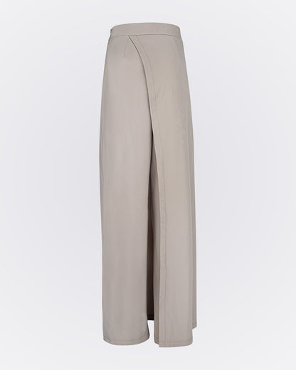 Kendinden Etekli Likra Pantolon - Bej