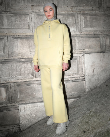 Gizli Cepli Pamuk Kumaşlı Comfy Eşofman Altı - Butter Yellow