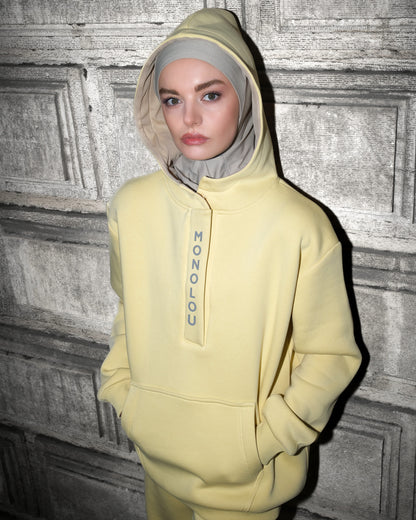 Kapüşonlu Pamuk Kumaşlı Comfy Sweat - Butter Yellow