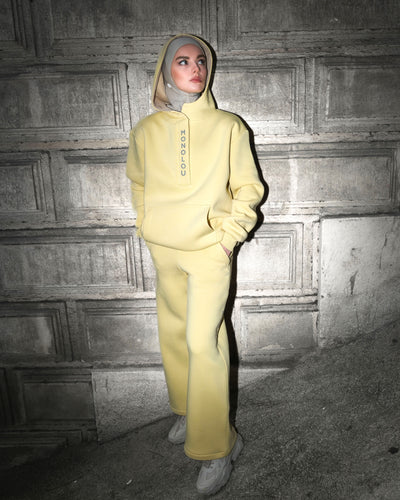 Kapüşonlu Pamuk Kumaşlı Comfy Sweat - Butter Yellow