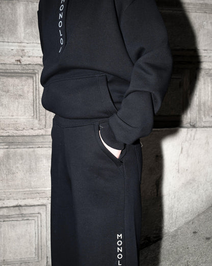 Gizli Cepli Pamuk Kumaşlı Comfy Eşofman Altı - Siyah