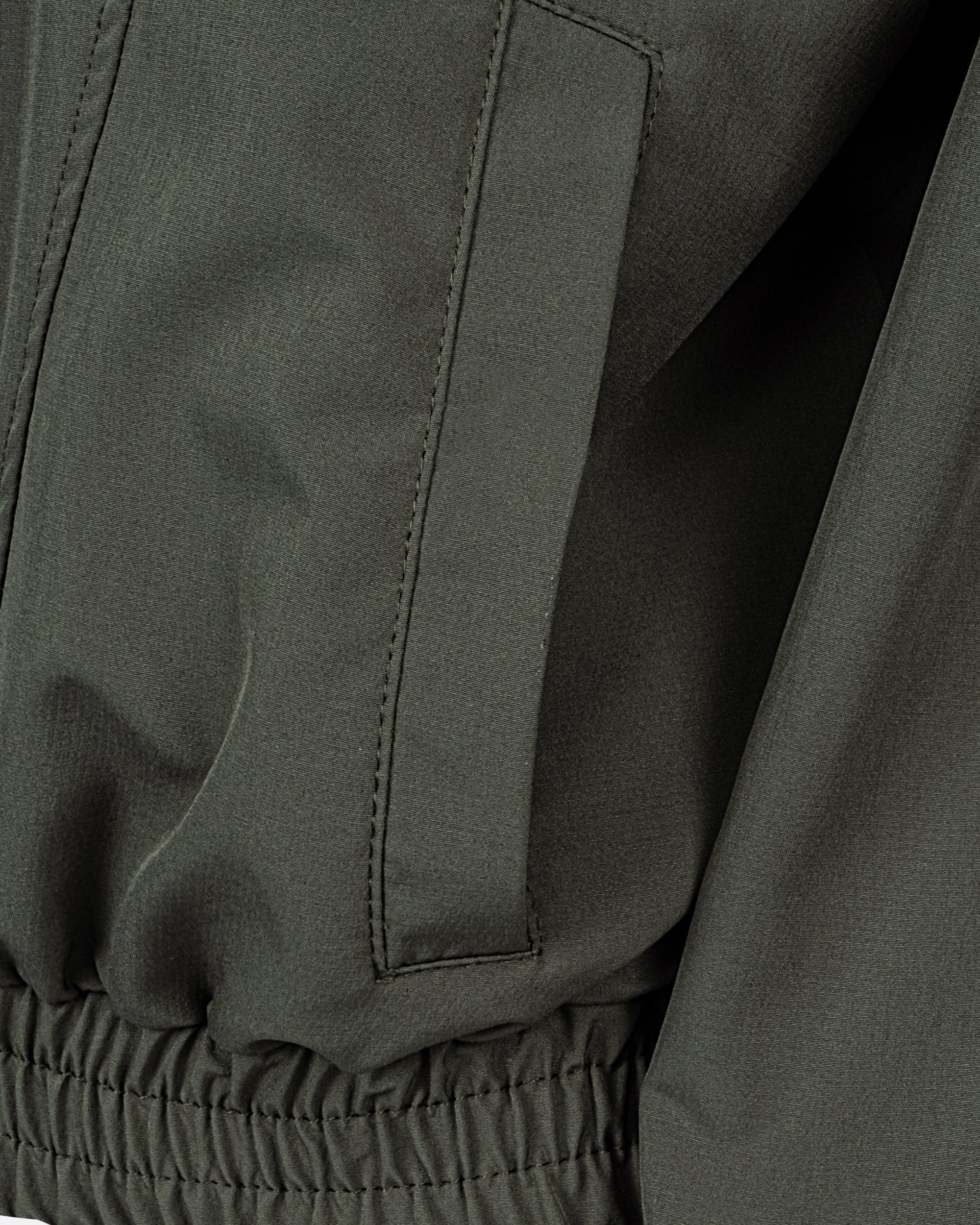 Yüksek Yakalı Lastikli Likra Üst - Haki