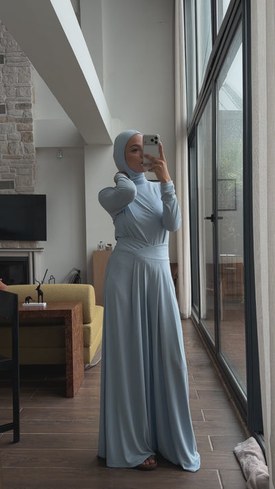 Kruvaze Kemer Detaylı Modal Pantolon - Baby Blue