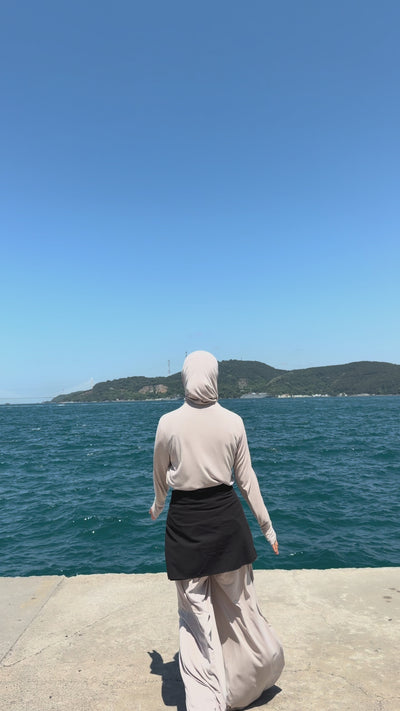 Drape Detaylı Modal Tunik - Pudra