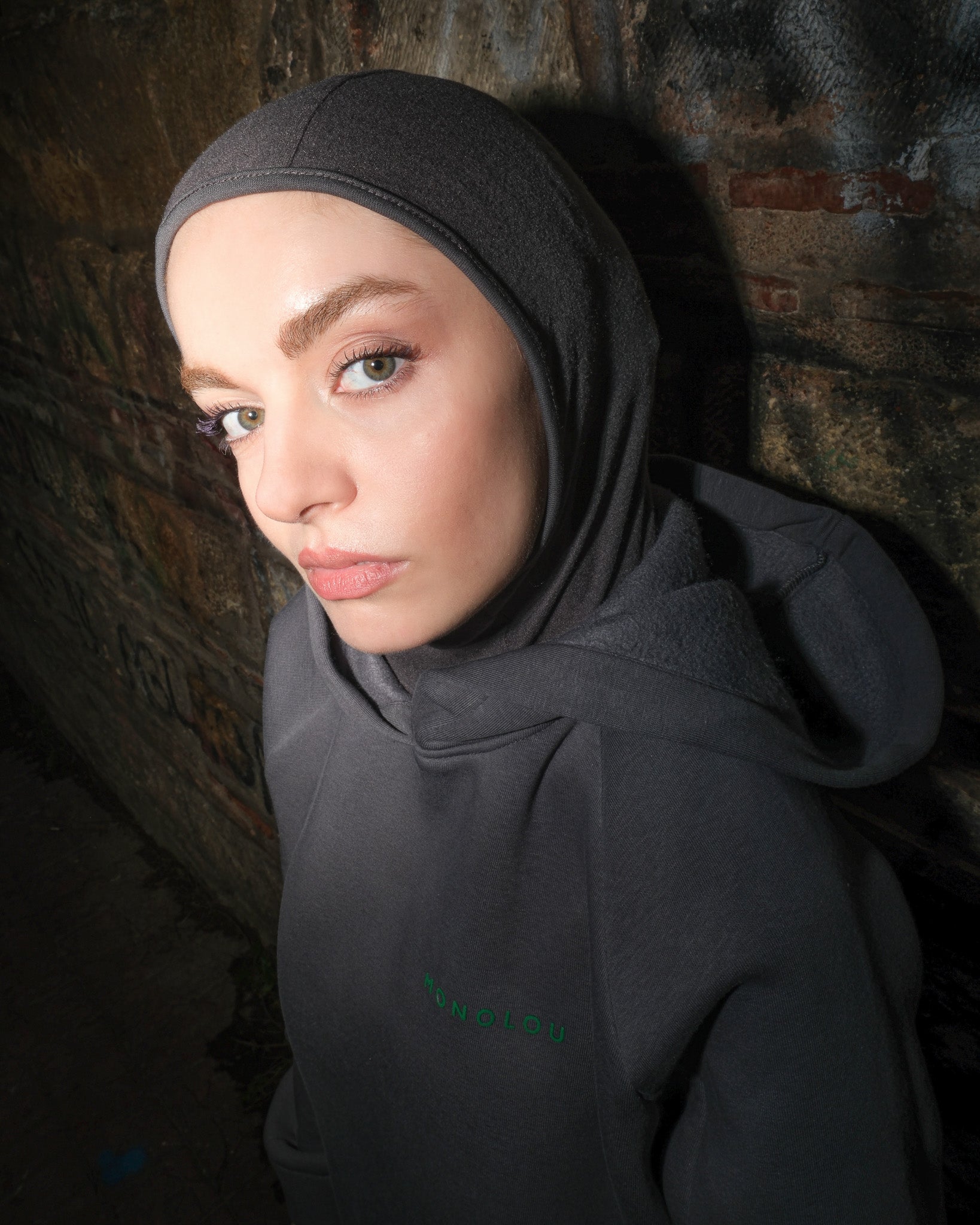 Kendinden Boneli ve Kapüşonlu Pamuk Kumaşlı Sweat - Antrasit