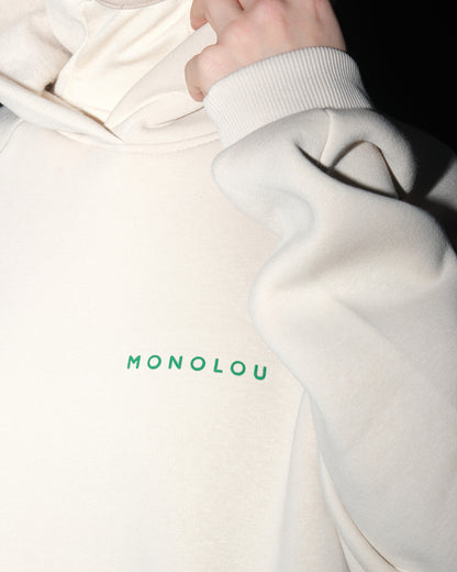 Kendinden Boneli ve Kapüşonlu Pamuk Kumaşlı Sweat - Bej